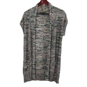 Eddie Bauer Sleeveless Knit Marled Cardigan Sz M Pockets Ribbed Trim Grandmacore